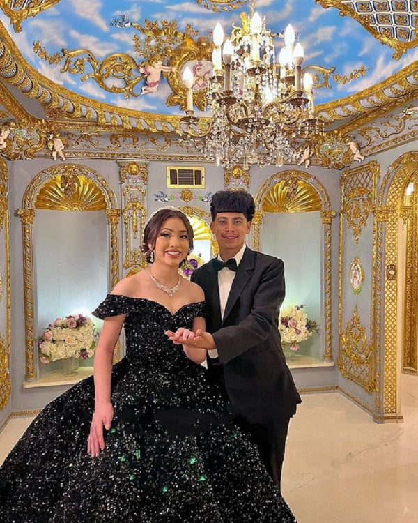 Quinceanera Dress Black Ball Gown Quinceanera Dresses Off Shoulder