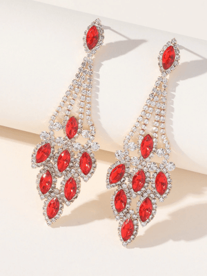 Blue Statement Rhinestones Tassel Long Earrings - KissProm