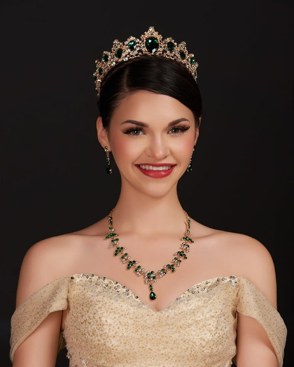 Sapphire - Embellished Tiara in Silver - KissProm