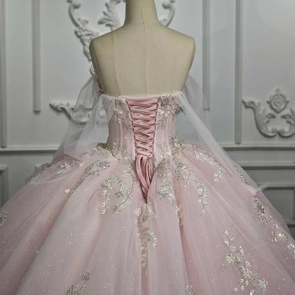 Renata | Blush Ball Gown Lace Strapless Sleeveless Quinceanera Dresses