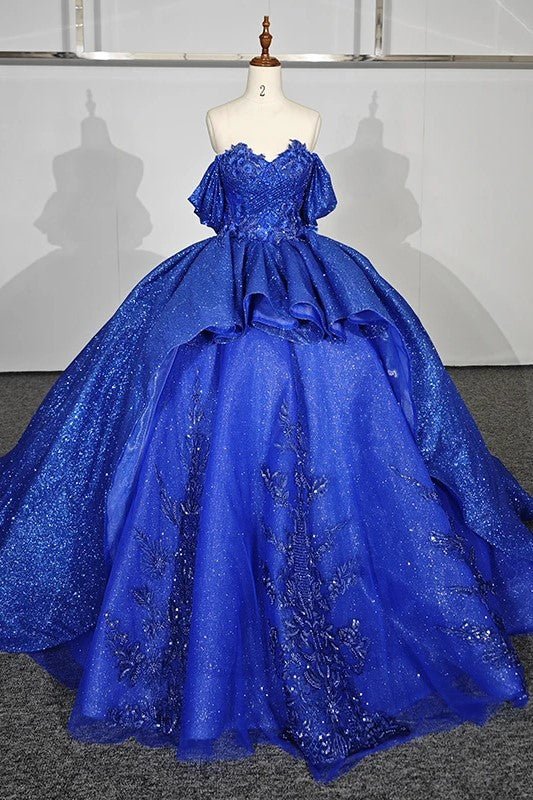Quinceanera Dress Gorgeous Sweetheart Ball Gown Cap sleeve Court Train - KissProm