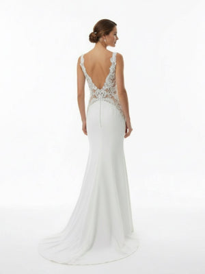 Dulce | White Long Mermaid Boho Wedding Dress with Appliqued