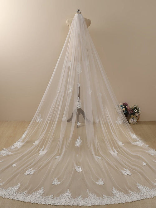 Starfish Lace Cathedral Veil Bridal Veil Wedding Veil - KissProm