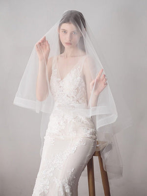 Two - Layers Ivory Tulle Knee Length Wedding Veils - KissProm