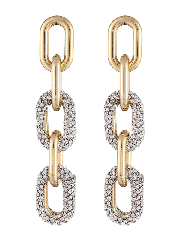 Golden Curb Chain Paperclip Long Hoop Earrings - KissProm