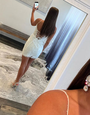Gorgeous Royal Blue Corset Back Tight Glitter Homecoming Dress - KissProm