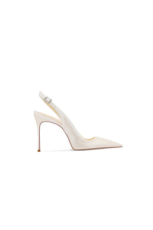 Green Slingback Mid Heel Stiletto Sandals - KissProm