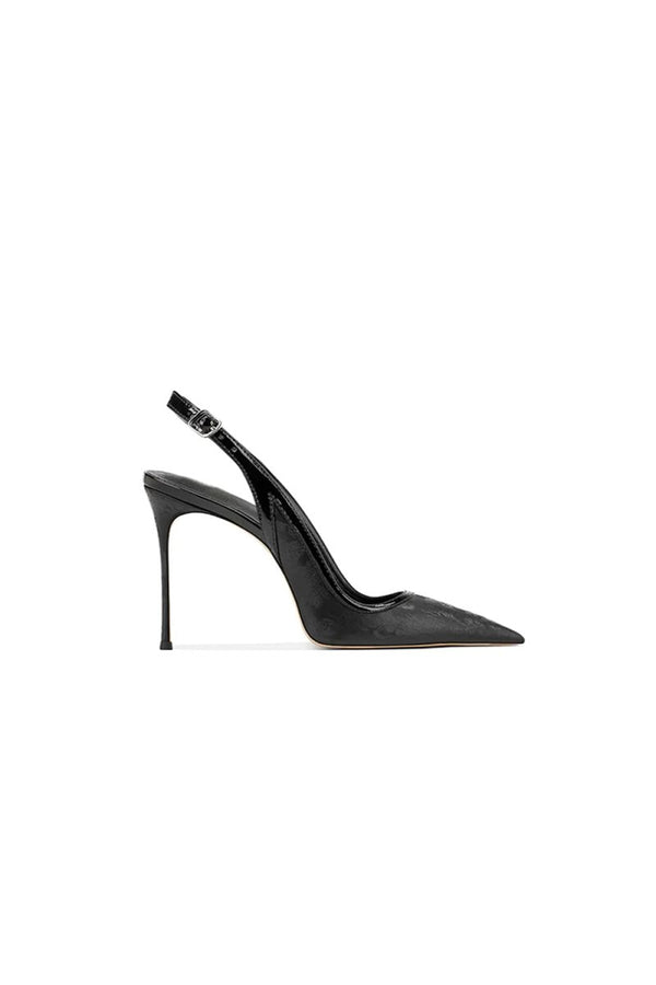 Green Slingback Mid Heel Stiletto Sandals - KissProm