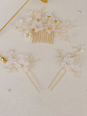 Crystal/Pearl Hair Combs Hair Accessories 3 Pcs - KissProm