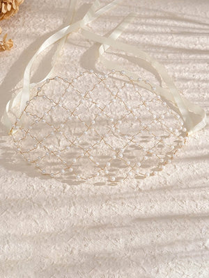 Handcrafted Pearl Mesh Headband - KissProm