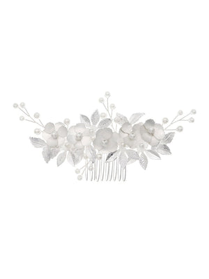 Silver Leaf Flower Bridal Hair Accessories Comb - KissProm