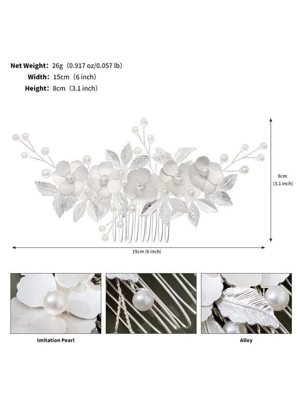 Silver Leaf Flower Bridal Hair Accessories Comb - KissProm