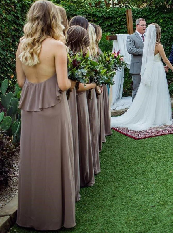 Jewel Chiffon and Ruffles Long Bridesmaid Dresses - KissProm