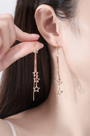 Long Dangle Drop Tassel Star Meteor Earrings - KissProm