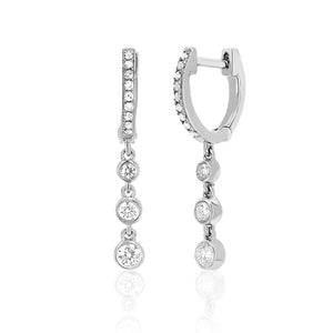 Tassel Gold Small Circle Long Earrings with Rhinestones - KissProm