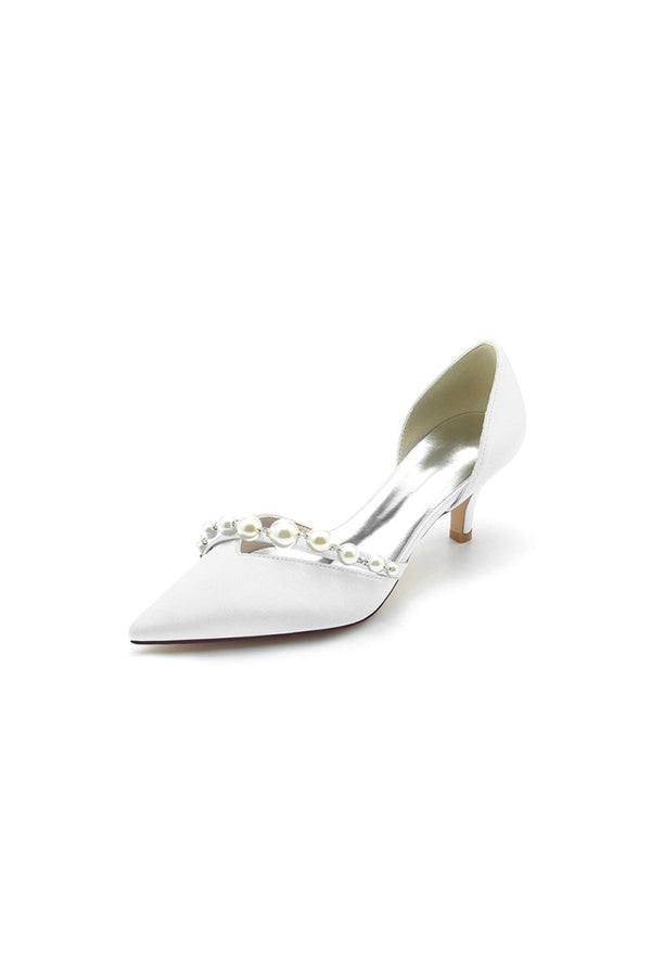 Pearl Pointed Toe Stiletto Heels - KissProm
