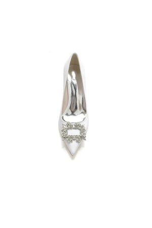 Pointed Toe Block Heels with Rhinestone - KissProm