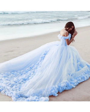 Dodde | Off Shoulder Flowers Tulle Ball Gown Pink Quinceanera Dresses