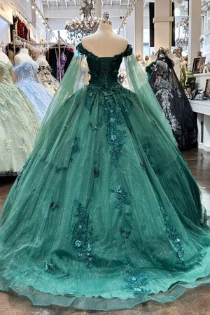 Hilary | Red Long Sleeves 3D Flowers Quinceanera Dresses Appliqued