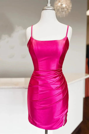 Sheath Spaghetti Straps Corset Back Short Homecoming Dress
