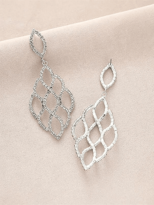 Silver Cutout Leaf Unique Earrings - KissProm