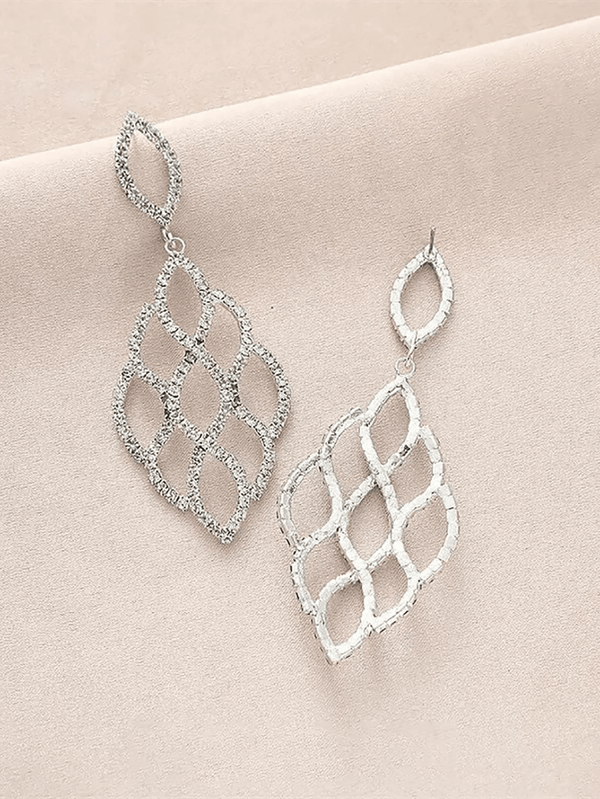 Silver Cutout Leaf Unique Earrings - KissProm