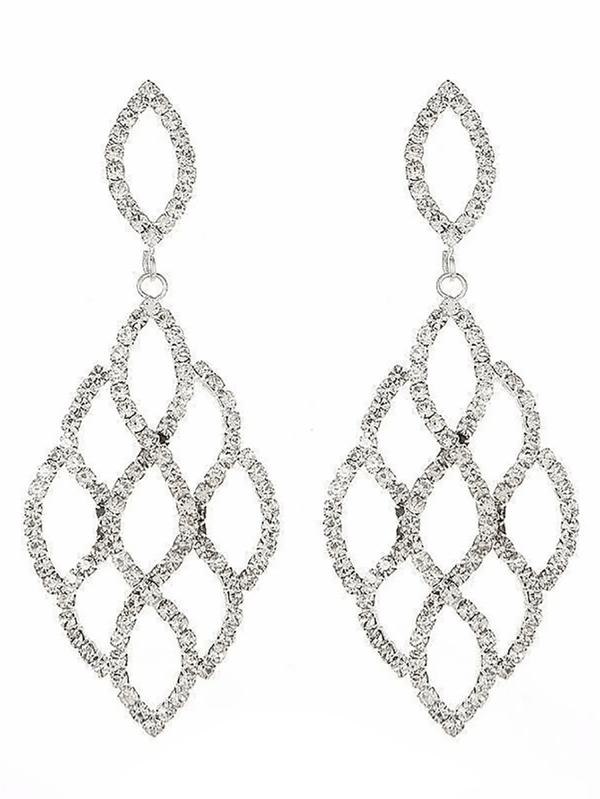 Silver Cutout Leaf Unique Earrings - KissProm