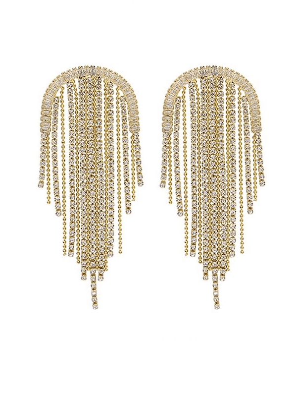 Silver Statement Tassel Long Earrings - KissProm