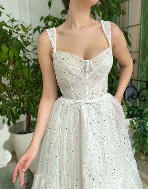 Amie | Straps Short Tulle White Homecoming Dress - KissProm