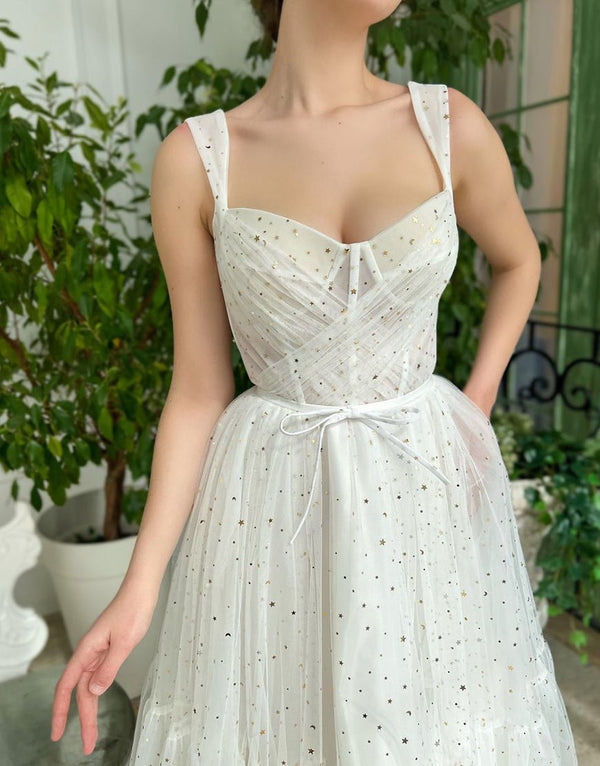 Amie | Straps Short Tulle White Homecoming Dress - KissProm