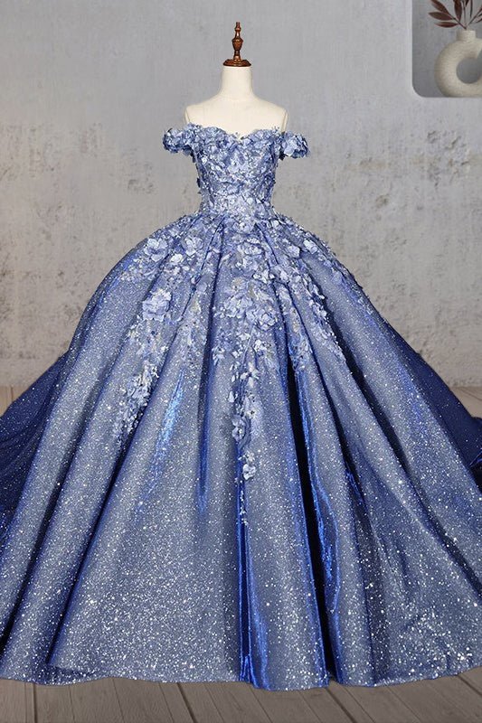 Aveline | Sweetheart A Line Off-the-shoulder Quinceanera Dresses with 3D Flower and Pearls