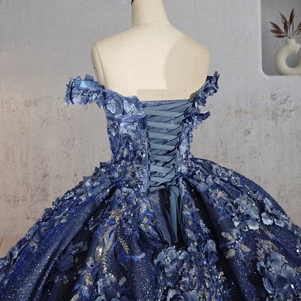 Aveline | Sweetheart A Line Off-the-shoulder Quinceanera Dresses with 3D Flower and Pearls