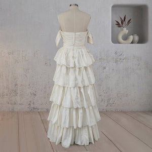 A-Line Beige Multi-Tiered Ruffles Wedding Dresses – Wedding Dresses by KissProm | Available at KissProm