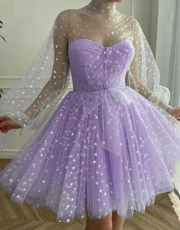Gemma | A-Line Corset Homecoming Dress with Sleeves