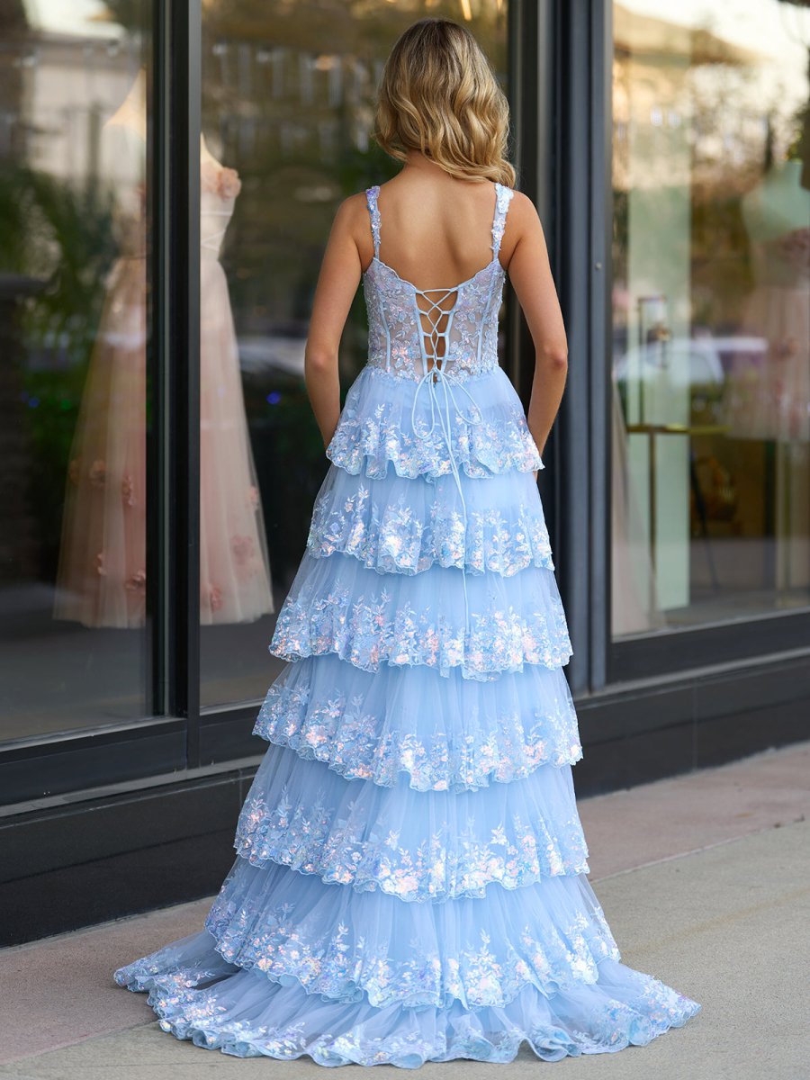 Princess A Line Off the Shoulder Corset Prom Dress with Lace Ruffles – Prom Dress by KissProm | Available at KissProm