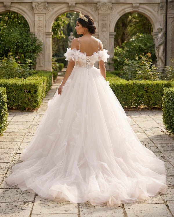 Quinceanera Dress A - Line Off Shoulder White Long Prom Dress - KissProm