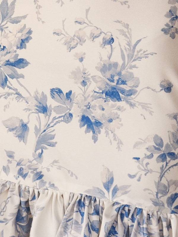 Adelisse | Blue- Sheath V Neck Floral Corset Homecoming Dresses with Bow Straps