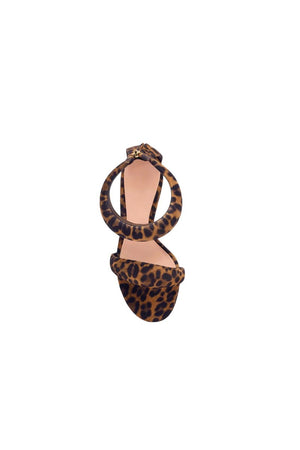 Gold Ankle Strap Leather Stiletto High Heel Sandals - KissProm