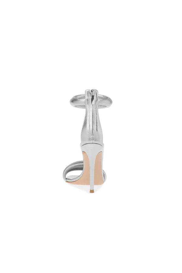 Gold Ankle Strap Leather Stiletto High Heel Sandals - KissProm