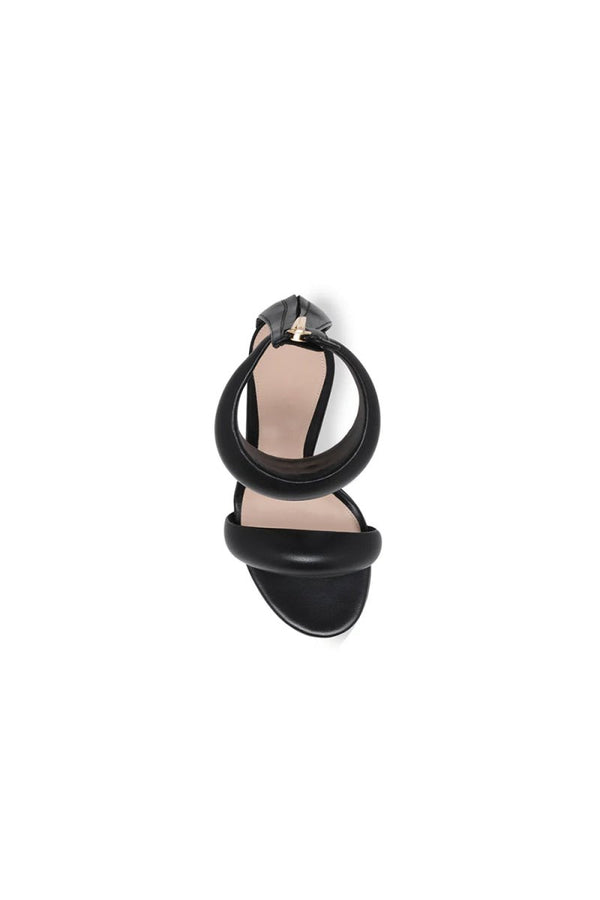 Gold Ankle Strap Leather Stiletto High Heel Sandals - KissProm