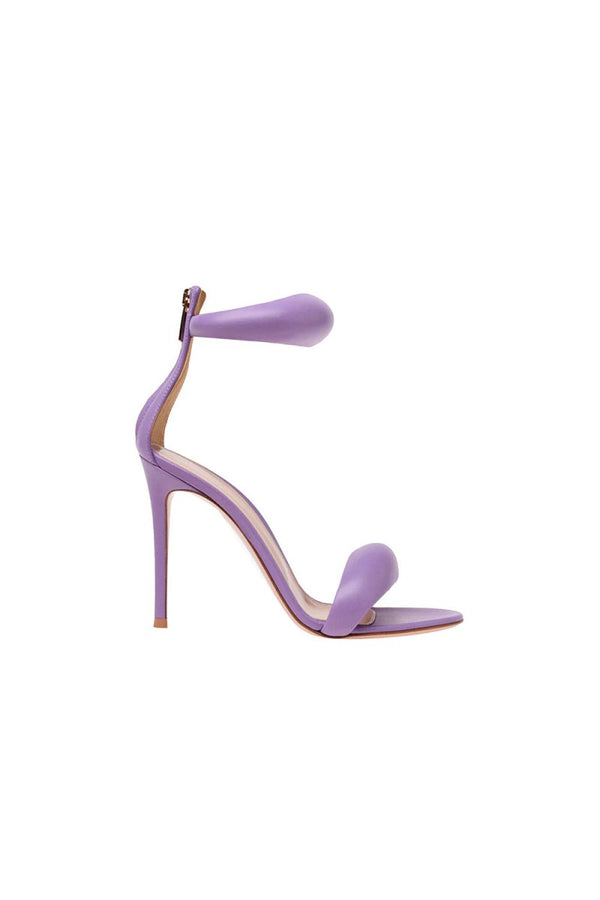 Gold Ankle Strap Leather Stiletto High Heel Sandals - KissProm