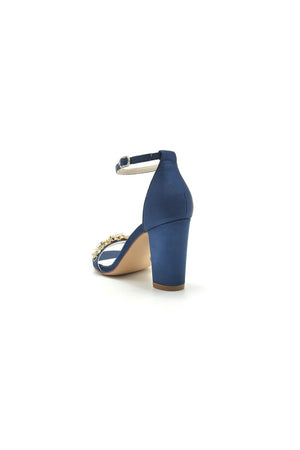 Rhinestone Ankle Strap Wedding Chunky Heels - KissProm