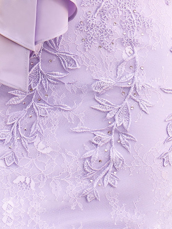 Anne |Sheath Sweetheart Lace Bow Short Homecoming Dress with Puff Sleeves - KissProm