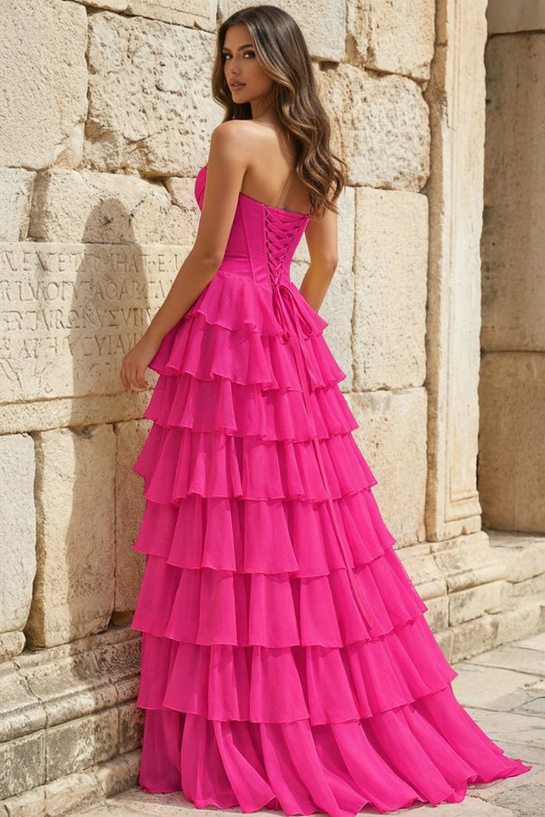 Strapless A-Line Ruffle Long Prom Dress With Split – Prom Dresses by KissProm | Available at KissProm