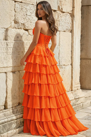 Strapless A-Line Ruffle Long Prom Dress With Split – Prom Dresses by KissProm | Available at KissProm