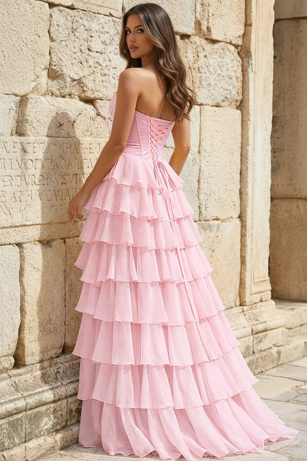 Strapless A-Line Ruffle Long Prom Dress With Split – Prom Dresses by KissProm | Available at KissProm