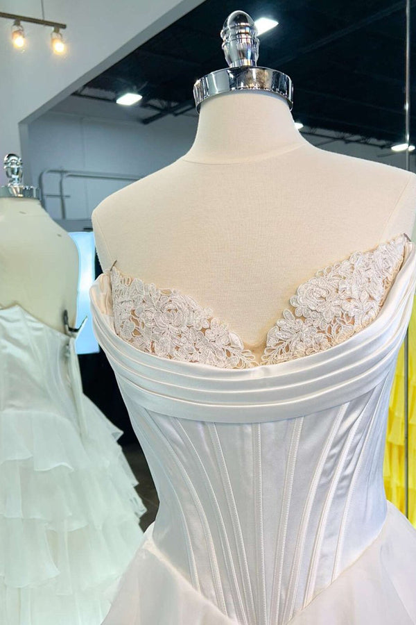 Strapless A-Line Ruffle Long Prom Dress With Split – Prom Dresses by KissProm | Available at KissProm