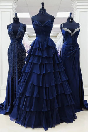 Strapless A-Line Ruffle Long Prom Dress With Split – Prom Dresses by KissProm | Available at KissProm
