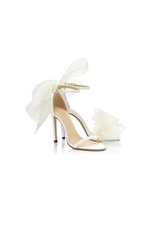 Asymmetric Bow - Embellished Satin High Heel Sandals - KissProm