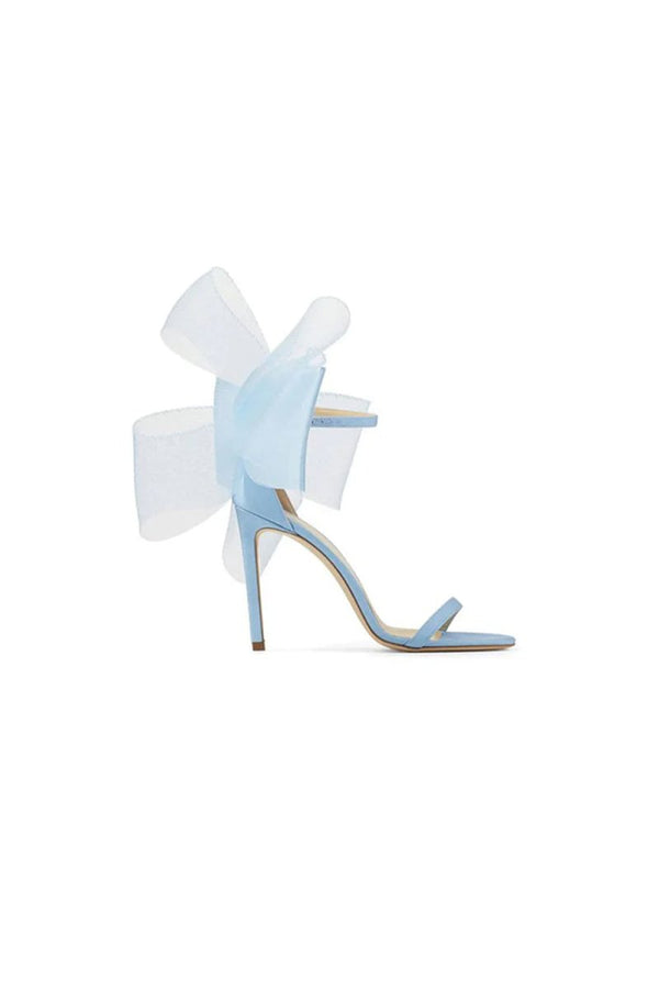 Asymmetric Bow - Embellished Satin High Heel Sandals - KissProm